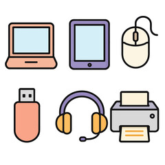 Laptop, Tablet, Mouse, USB Flash Drive, Headphones, Printer