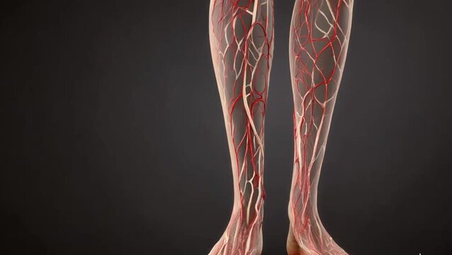 Medical Visualization of Varicose Veins on Human Leg, Swollen Twisted Purple and Blue Veins Visible Under Skin, Vascular Disease Concept with Anatomical Detail, Painful Inflammation and Blood Flow Iss