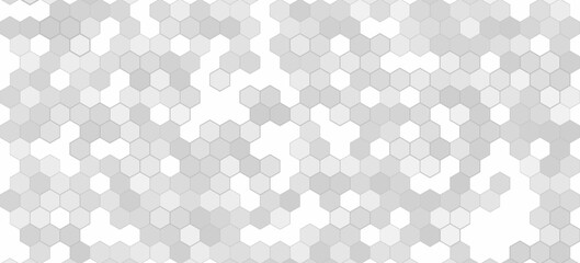 Abstract white hexagon texture background. Clean futuristic technology banner. Modern minimal trendy horizontal. Vector illustration