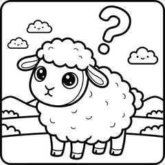 Obraz premium Bold and Easy Sheep Coloring Page. Sheep vector coloring page line art