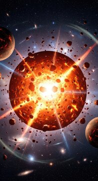 Cosmic Collision - A Celestial Explosion of Light and Energy.