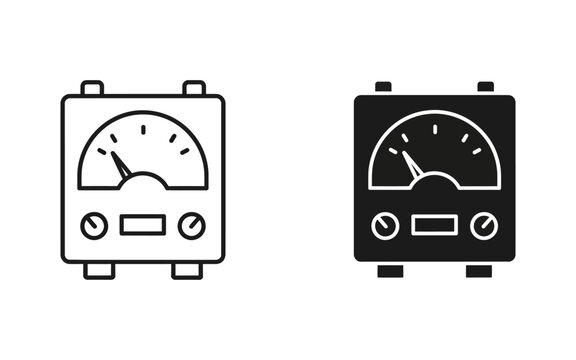 Analog meter gauge line in black and white dial indicator