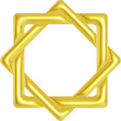 Golden Islamic Geometric Star Frame Border Decoration Ornament 3D