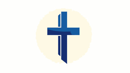 Obraz premium Blue Christian Cross Symbol Illustration.