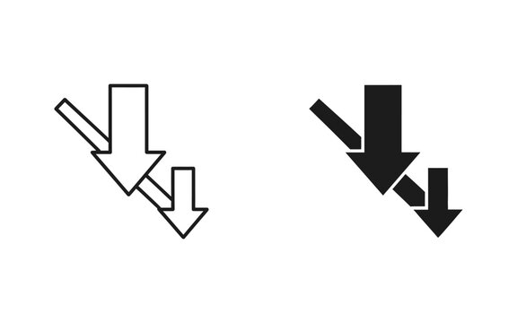 Black and white downward arrows in a branching layout