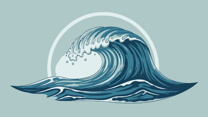 Ocean Wave Illustration with White Crest.