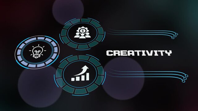 Creative innovation and Creativity concept with artistic icons and inspiration symbols for modern brainstorming and original ideas