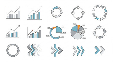 Fototapeta premium Collection of infographic elements charts and arrows for data visualization and business presentations