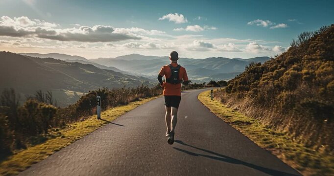 Trail Runner on Scenic Mountain Road