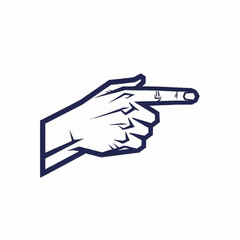 Obraz premium Stylized Hand Pointing Directional Gesture Icon.