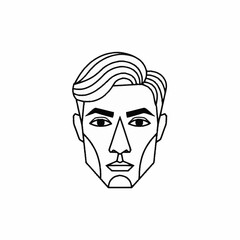 Stylized Geometric Face of a Man with Defined Features.
