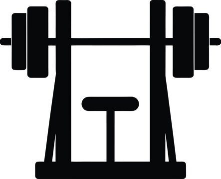 chest press machine silhouette vector art illustration, black and white design