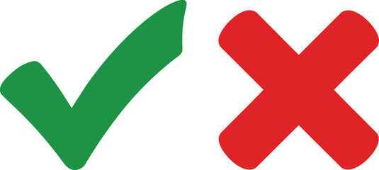 A green checkmark and a red cross on a white background © JESMIN