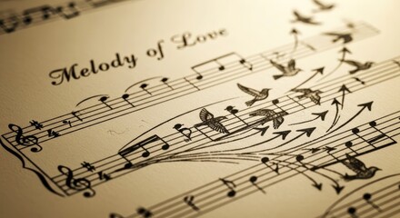 Obraz premium Sheet Music with Melody of Love Notes.