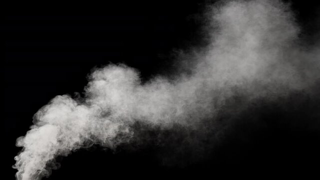 Dissipating Smoke Trail Drifting Right with Gentle Wind Motion Transparent Overlay Alpha Channel 4K Part 4