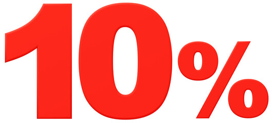 3D素材_数字_10%_赤
