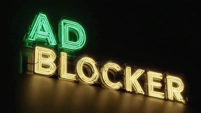 Neon sign of "Ad blocker".