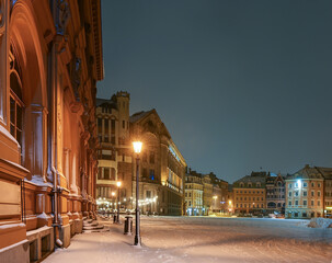 Fototapeta premium Night view of Dome Cathedral Square in Riga with Christmas lights