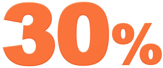 3D素材_数字_30%_オレンジ