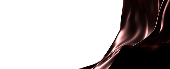 Abstract satin material with soft folds in a elegant rose gold color, isolated on white. Perfect for backgrounds and art