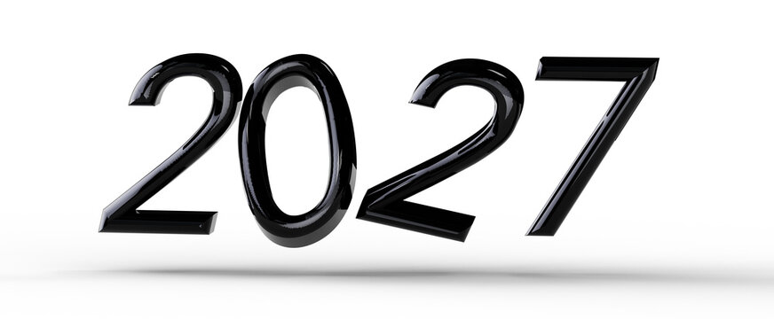 Bold black 2027 numbers on white background, future year concept. Perfect for planning, goals, and new beginnings. High