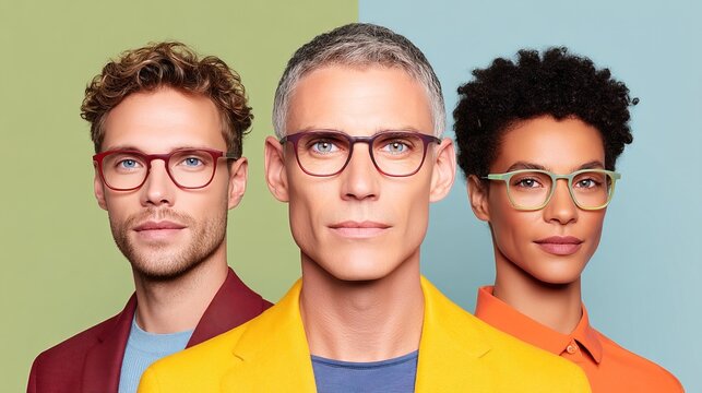 Fashion models showcase eyewear in vibrant colors during a studio session