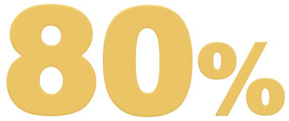 3D素材_数字_80%_黄色