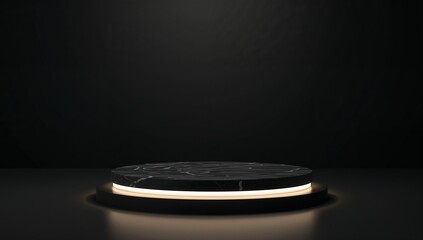 Elegant Black Marble Display Stand with Soft Ambient Lighting