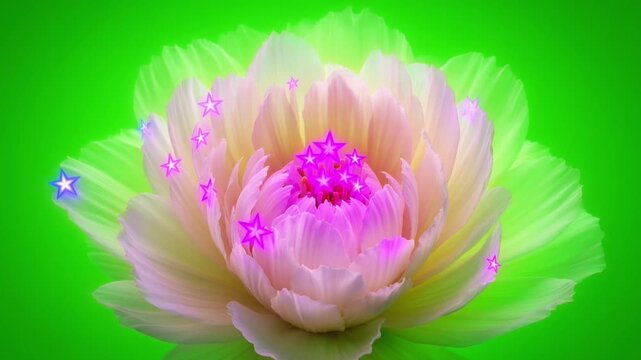 Ethereal Bloom with Vibrant Stars in a Lush Green Environment Creating a Dreamy Atmosphere of Natural Beauty