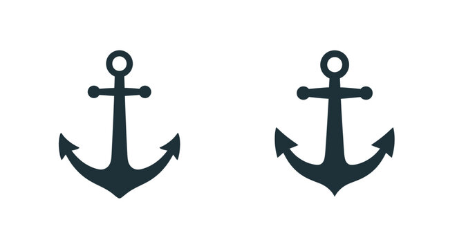 Two black anchor silhouettes against white backgrounds nautical theme