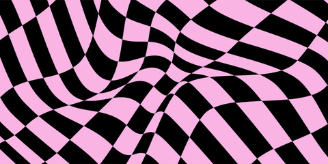 Pink groovy psychedelic wavy chessboard background, hippie twisted checkerboard, gingham pattern backdrop, cut out ,png transparent simple design modern