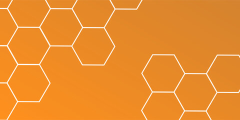 Seamless pattern with orange honeycomb, hexagon repeat background simple