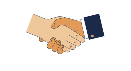 Professional Business Handshake Showing Partnership and Agreement in Flat Minimal Style