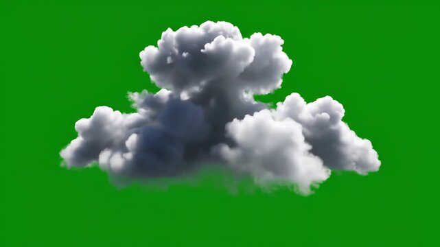 Isolated gray cloud on green background.
