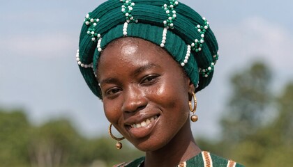Close-Up Portrait of Young Woman in Traditional Outfit Outdoors - 3