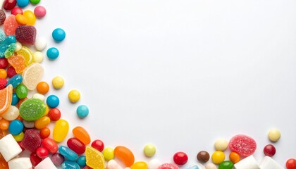 Obraz premium Colorful Candy Assortment Arranged Against a White Background