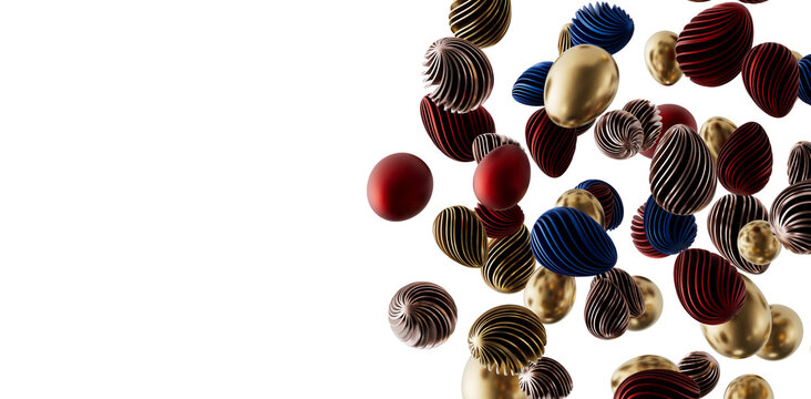 Artistic abstract illustration featuring colorful Easter eggs against a bright white background. Creative design for spr