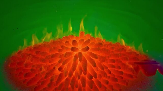 Vibrant Close-up of Orange Flower Petals with Artistic Aqua Background and Intriguing Texture in Nature Photography