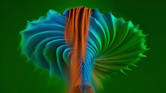 Vibrant Abstract Swirl Design in Bright Green and Orange Tones with Fluid Motion and Dynamic Patterns