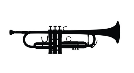 A striking black silhouette of a trumpet musical instrument silhouette © MdGolam