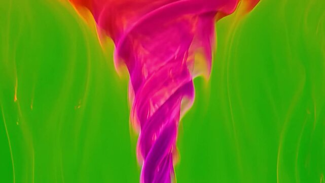 Vibrant Abstract Swirl of Orange and Pink Tones in Flowing Green Background for Artistic Inspiration