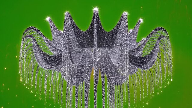 Abstract Artistic Representation of Dynamic Form with Sparkling Elements Against a Colorful Background