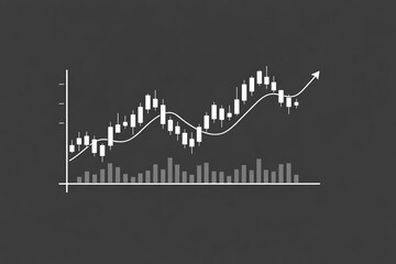 Naklejka premium A stock market graph showing an upward trend with a white line and bars on a dark background