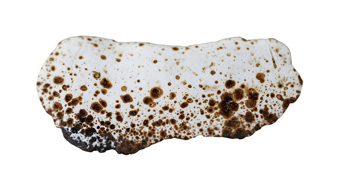 A fossilized sponge isolated on transparent background with visible pores and texture