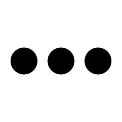 Three dots vector icon isolated on white background. Simple minimal more options or overflow menu symbol for mobile app and web UI design. Clean flat interface icon. Ellipsis icon.