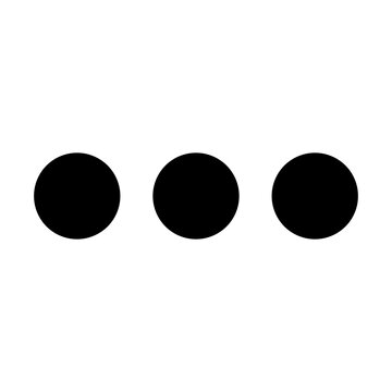 Three dots vector icon isolated on white background. Simple minimal more options or overflow menu symbol for mobile app and web UI design. Clean flat interface icon. Ellipsis icon.