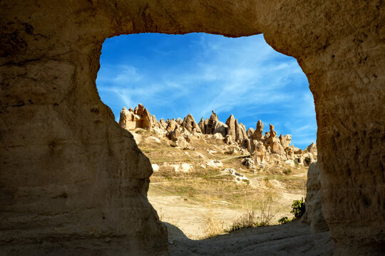 View on Rose valley from cave.Cappadocia. Nevsehir Province. Turkey