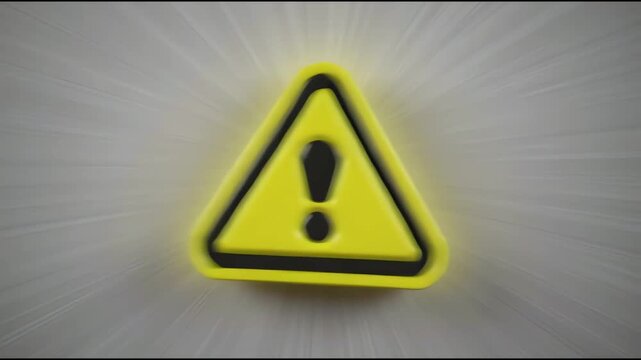 alert icon 3d render yellow triangle button