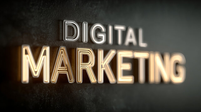 Digital marketing concept glow aef aeea x neon sign on dark wall, illuminated lettering with warm light and depth of field
