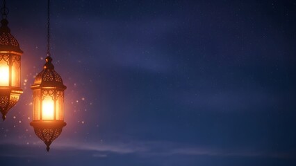 Fototapeta premium Ramadan lanterns shine bright in holy month of fasting and reflection